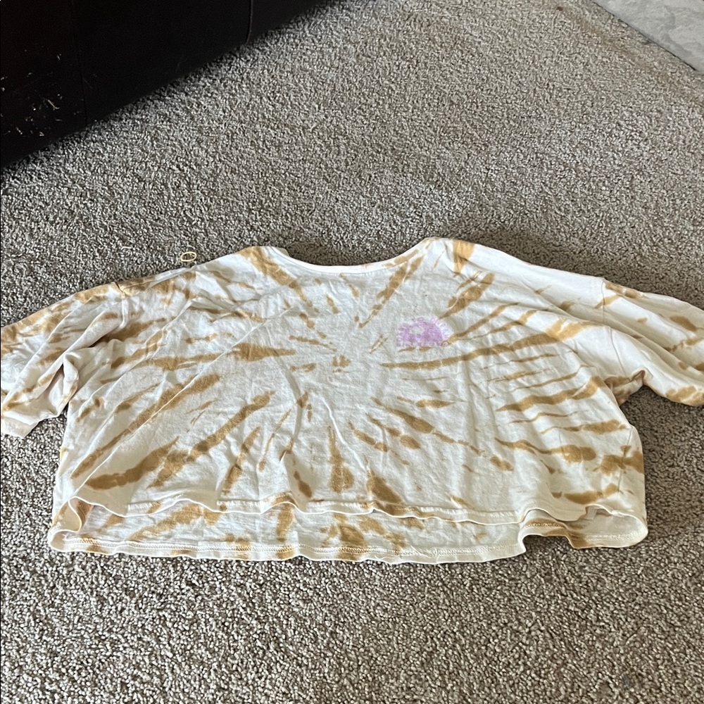 Billabong Kids Tie-Dye Long Sleeve Shirt in Cream and Tan